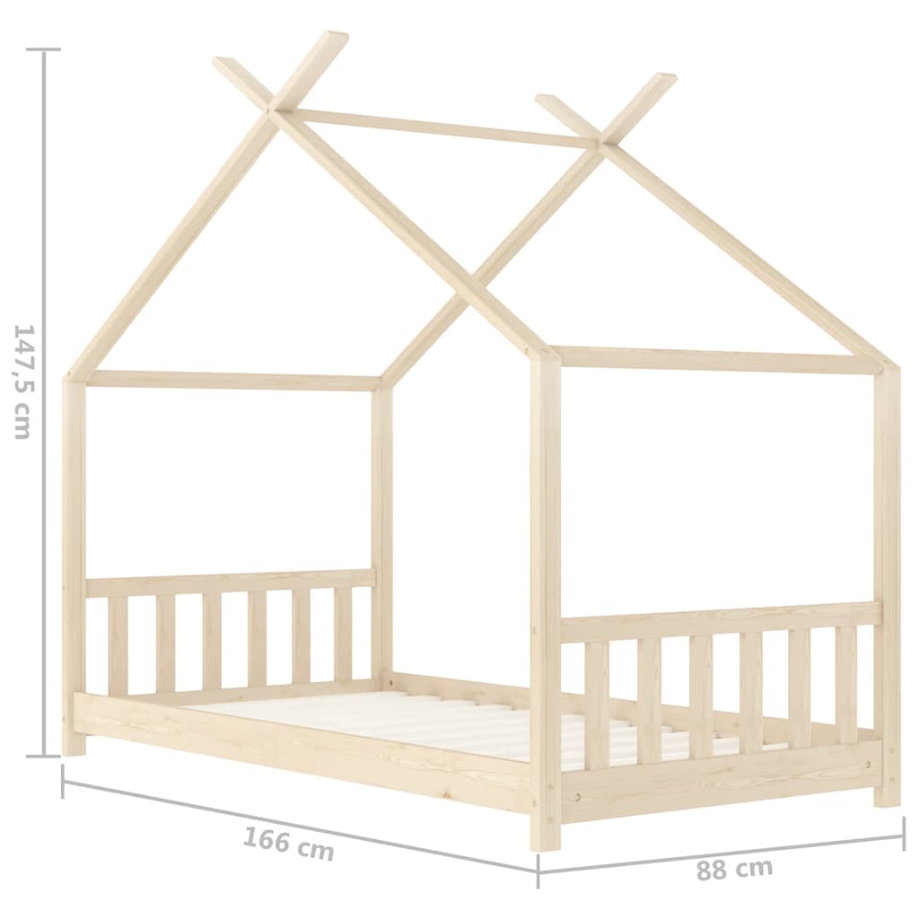 Kids Bed Frame Solid Pine Wood 80x160 cm
